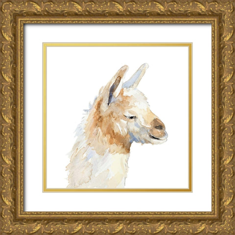 Sleepy Llama Gold Ornate Wood Framed Art Print with Double Matting by Loreth, Lanie