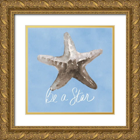 Be A Star Shell Gold Ornate Wood Framed Art Print with Double Matting by Loreth, Lanie