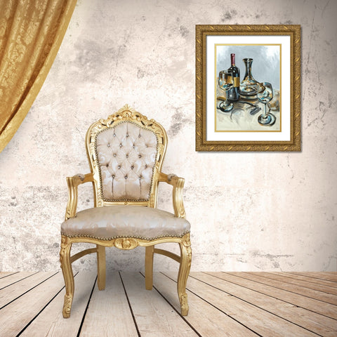 Wine with Dinner II Gold Ornate Wood Framed Art Print with Double Matting by French-Roussia, Heather A.