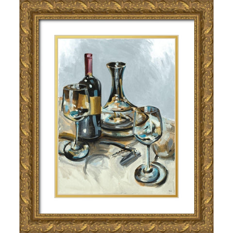 Wine with Dinner II Gold Ornate Wood Framed Art Print with Double Matting by French-Roussia, Heather A.