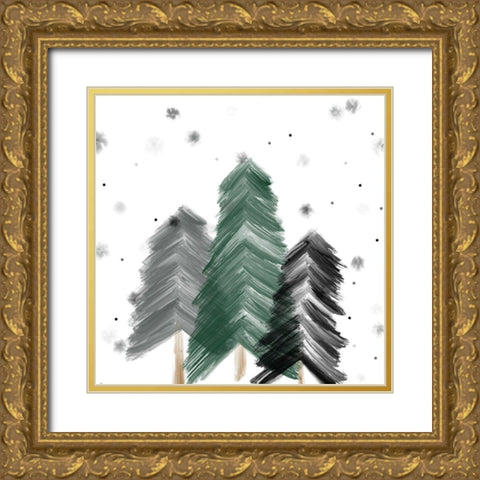 Nordic Christmas Gold Ornate Wood Framed Art Print with Double Matting by Quach, Anna