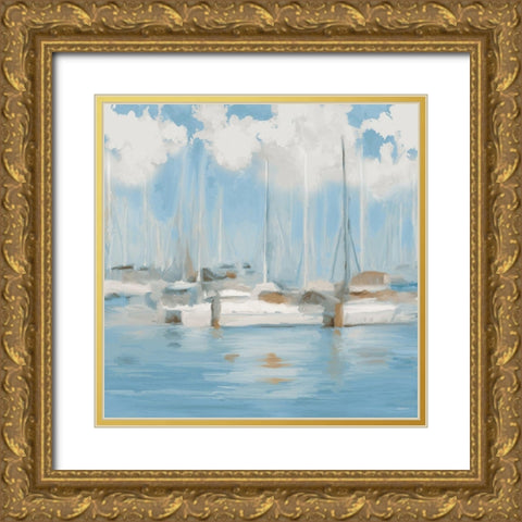 Golf Harbor Boats I Gold Ornate Wood Framed Art Print with Double Matting by Meneely, Dan