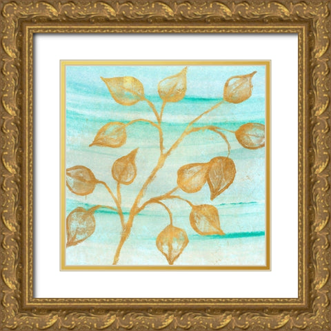 Gold Moment of Nature on Teal I Gold Ornate Wood Framed Art Print with Double Matting by Marcon, Michael