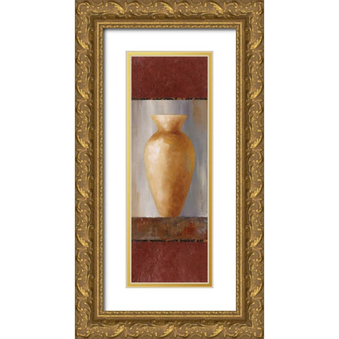 Rustic Gold Flower Vase I Gold Ornate Wood Framed Art Print with Double Matting by Loreth, Lanie