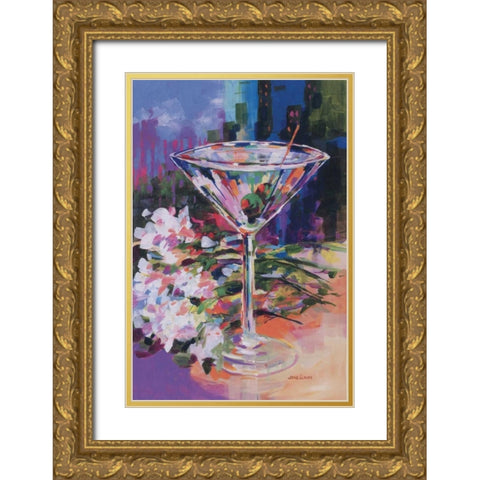 N.Y. Martini Gold Ornate Wood Framed Art Print with Double Matting by Slivka, Jane