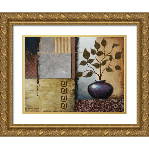Plum Vase Gold Ornate Wood Framed Art Print with Double Matting by Marcon, Michael