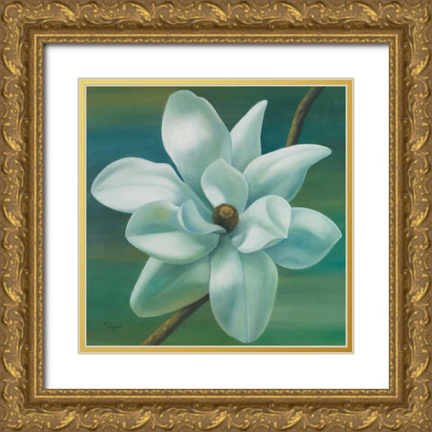 Star Magnolia Gold Ornate Wood Framed Art Print with Double Matting by Rhyan, Vivien