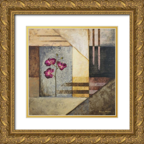 Orchids and Shapes II Gold Ornate Wood Framed Art Print with Double Matting by Marcon, Michael