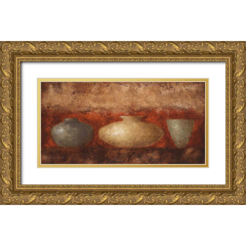 Rustic Vases I Gold Ornate Wood Framed Art Print with Double Matting by Loreth, Lanie