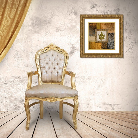 Fallen Leaf II - green Gold Ornate Wood Framed Art Print with Double Matting by Marcon, Michael