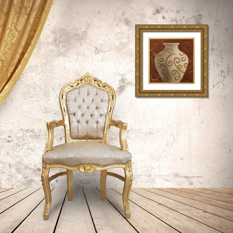 Vessel on Red I Gold Ornate Wood Framed Art Print with Double Matting by Loreth, Lanie