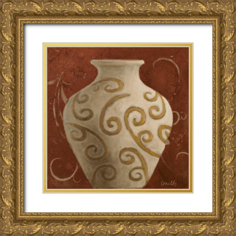 Vessel on Red I Gold Ornate Wood Framed Art Print with Double Matting by Loreth, Lanie