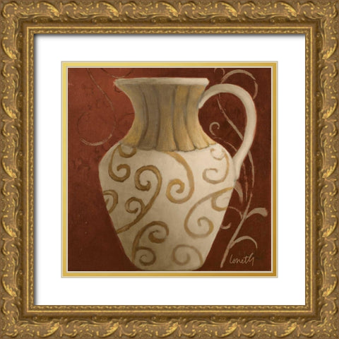 Vessel on Red II Gold Ornate Wood Framed Art Print with Double Matting by Loreth, Lanie