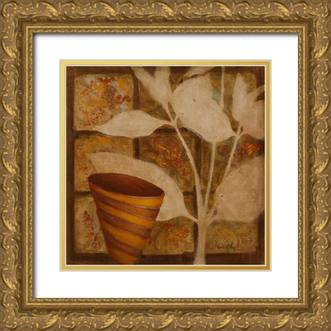Little Striped Vase II Gold Ornate Wood Framed Art Print with Double Matting by Loreth, Lanie