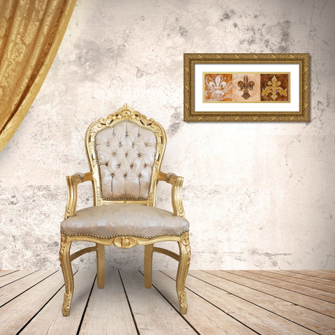 Fleur de Lis Trio Gold Ornate Wood Framed Art Print with Double Matting by Riker, Thomas