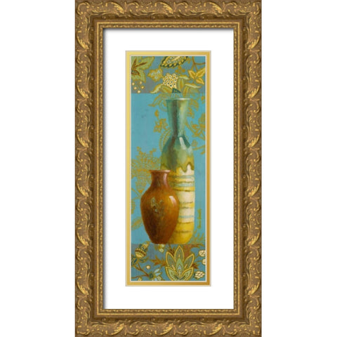 Vases on European Floral I Gold Ornate Wood Framed Art Print with Double Matting by Loreth, Lanie