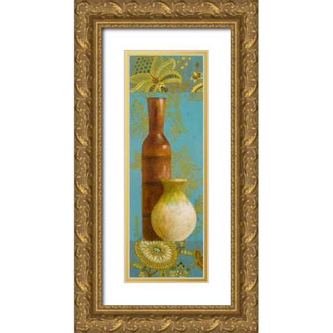Vases on European Floral II Gold Ornate Wood Framed Art Print with Double Matting by Loreth, Lanie