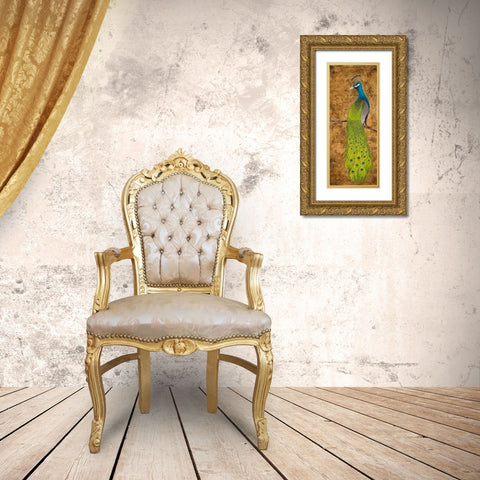 Peacocks I Gold Ornate Wood Framed Art Print with Double Matting by Josefina