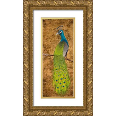 Peacocks I Gold Ornate Wood Framed Art Print with Double Matting by Josefina