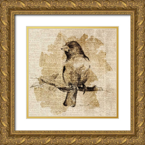 Bird Study IV Gold Ornate Wood Framed Art Print with Double Matting by Loreth, Lanie