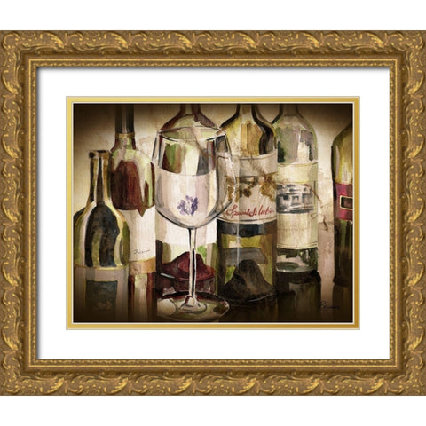 BandG Bottles Gold Ornate Wood Framed Art Print with Double Matting by French-Roussia, Heather A.