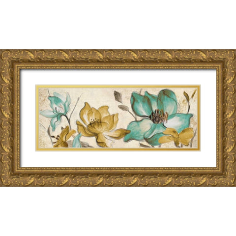 Whisper of Teal Panel II Gold Ornate Wood Framed Art Print with Double Matting by Loreth, Lanie