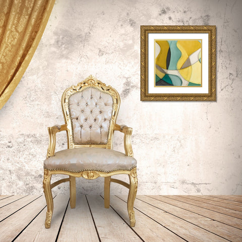 Curving Color Square I Gold Ornate Wood Framed Art Print with Double Matting by Loreth, Lanie