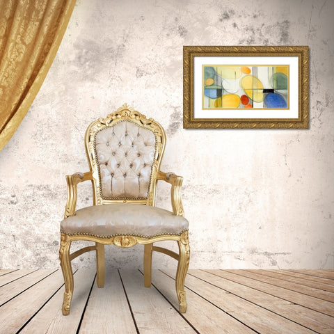 Very Retro Blue Gold Ornate Wood Framed Art Print with Double Matting by Loreth, Lanie