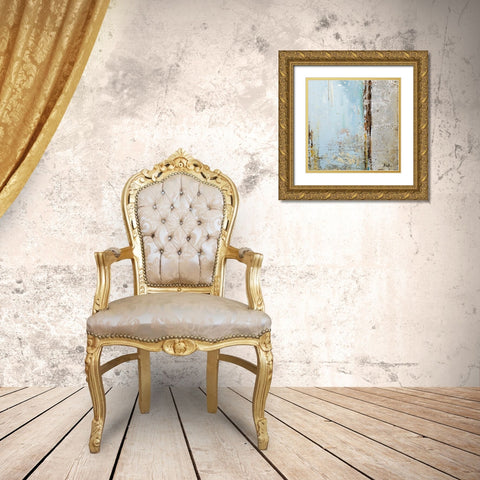 Blue Silver Square II Gold Ornate Wood Framed Art Print with Double Matting by Pinto, Patricia