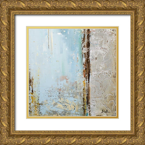 Blue Silver Square II Gold Ornate Wood Framed Art Print with Double Matting by Pinto, Patricia