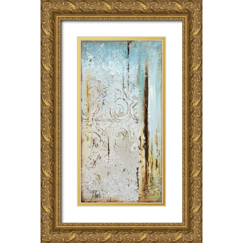 Blue Silver I Gold Ornate Wood Framed Art Print with Double Matting by Pinto, Patricia