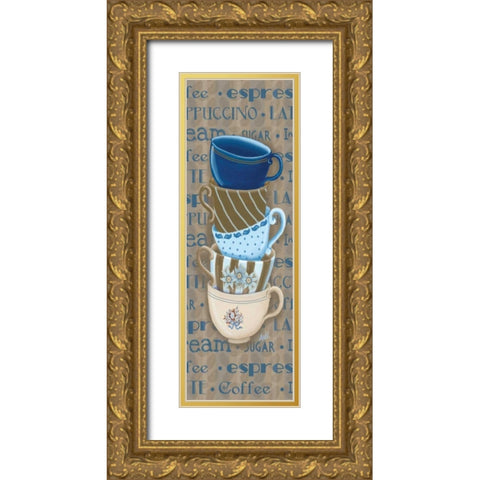 Coffee Cup Stack II Gold Ornate Wood Framed Art Print with Double Matting by Metz, Andi