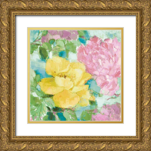 Modern Yellow Peonies II Gold Ornate Wood Framed Art Print with Double Matting by Loreth, Lanie