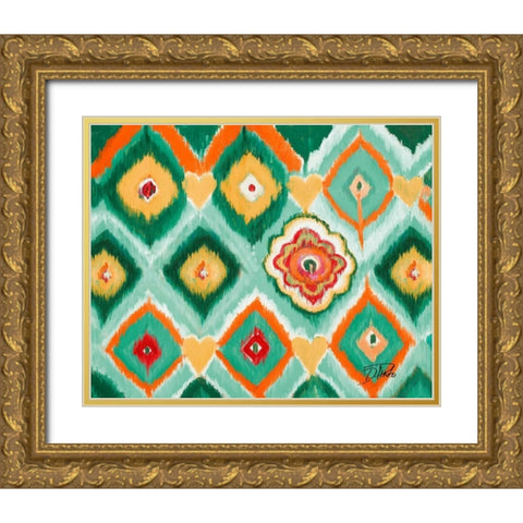 Tropical Ikat I Gold Ornate Wood Framed Art Print with Double Matting by Pinto, Patricia