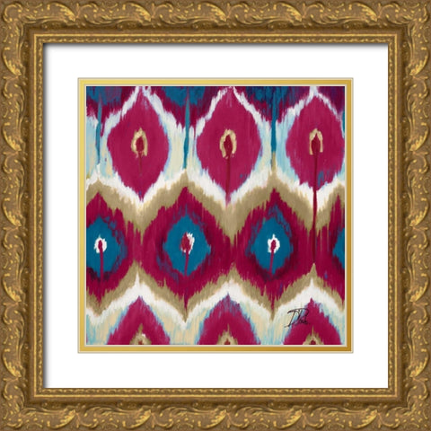 Red Tropical Ikat II Gold Ornate Wood Framed Art Print with Double Matting by Pinto, Patricia