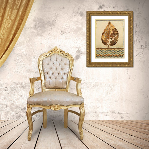 Chevron Leaf I Gold Ornate Wood Framed Art Print with Double Matting by Pinto, Patricia