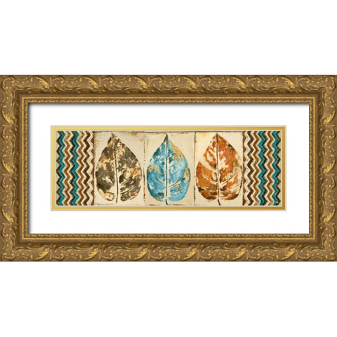 Chevron Leaves Panel II Gold Ornate Wood Framed Art Print with Double Matting by Pinto, Patricia