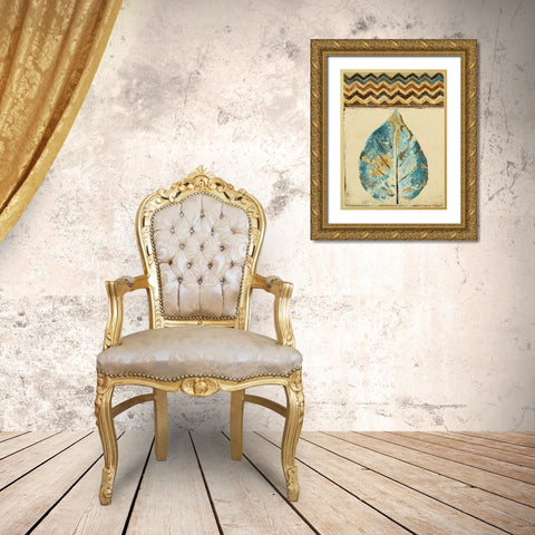 Chevron Leaf II Gold Ornate Wood Framed Art Print with Double Matting by Pinto, Patricia