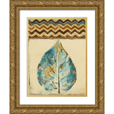 Chevron Leaf II Gold Ornate Wood Framed Art Print with Double Matting by Pinto, Patricia