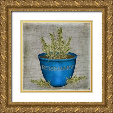 Herb Rosemary Gold Ornate Wood Framed Art Print with Double Matting by Albert, Beth
