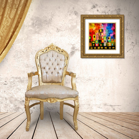 Night City Gold Ornate Wood Framed Art Print with Double Matting by Calkins, Michelle