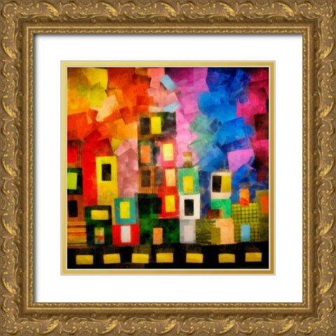 Night City Gold Ornate Wood Framed Art Print with Double Matting by Calkins, Michelle