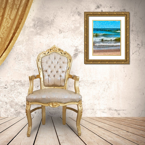 Lake Michigan layers Gold Ornate Wood Framed Art Print with Double Matting by Calkins, Michelle