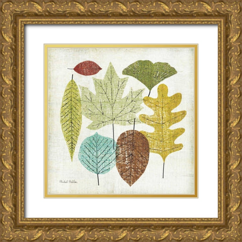 Woodland Leaves Gold Ornate Wood Framed Art Print with Double Matting by Mullan, Michael