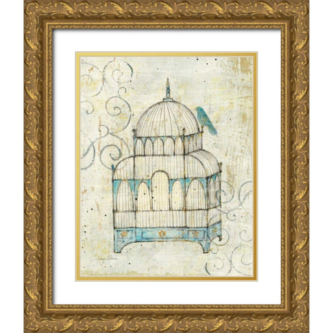 Bird Cage II Gold Ornate Wood Framed Art Print with Double Matting by Tillmon, Avery