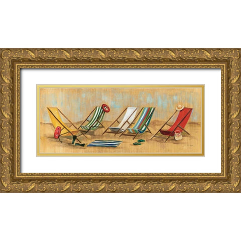 Living is Easy II - chairs Gold Ornate Wood Framed Art Print with Double Matting by Vassileva, Silvia