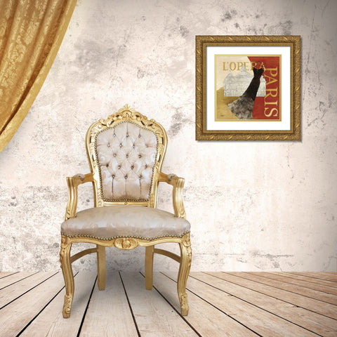 Paris Dress - L Opera Gold Ornate Wood Framed Art Print with Double Matting by Hristova, Albena