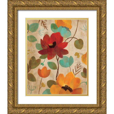 Vibrant Embroidery II Gold Ornate Wood Framed Art Print with Double Matting by Vassileva, Silvia
