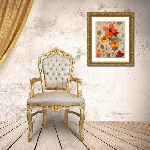 Vibrant Embroidery III Gold Ornate Wood Framed Art Print with Double Matting by Vassileva, Silvia