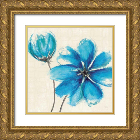 Azure IV Gold Ornate Wood Framed Art Print with Double Matting by Charron, Veronique